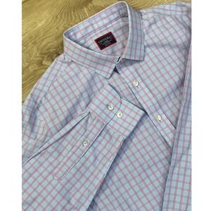 UNTUCKit Men's Long Sleeve Plaid Button Down Shirt Light Blue Pink Size Large